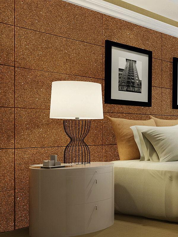 Hotelzimmer mit Wand im Effekt Wüstenoptik