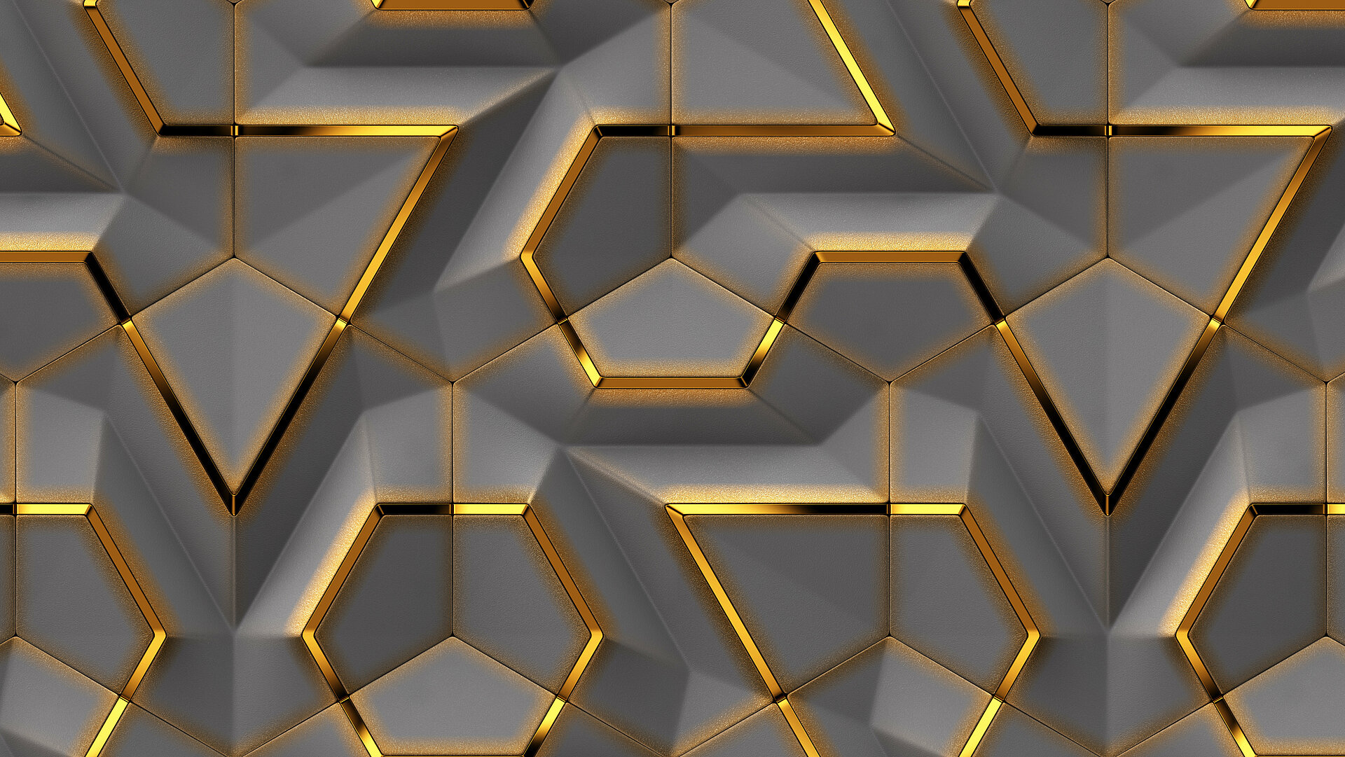 Graue 3D-Paneele mit Golddekor-Patinierungselementen